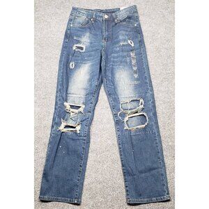 Rue21 Jeans Mens 30X32 Blue Denim Loose Fit Supreme Flex Distressed Acid New